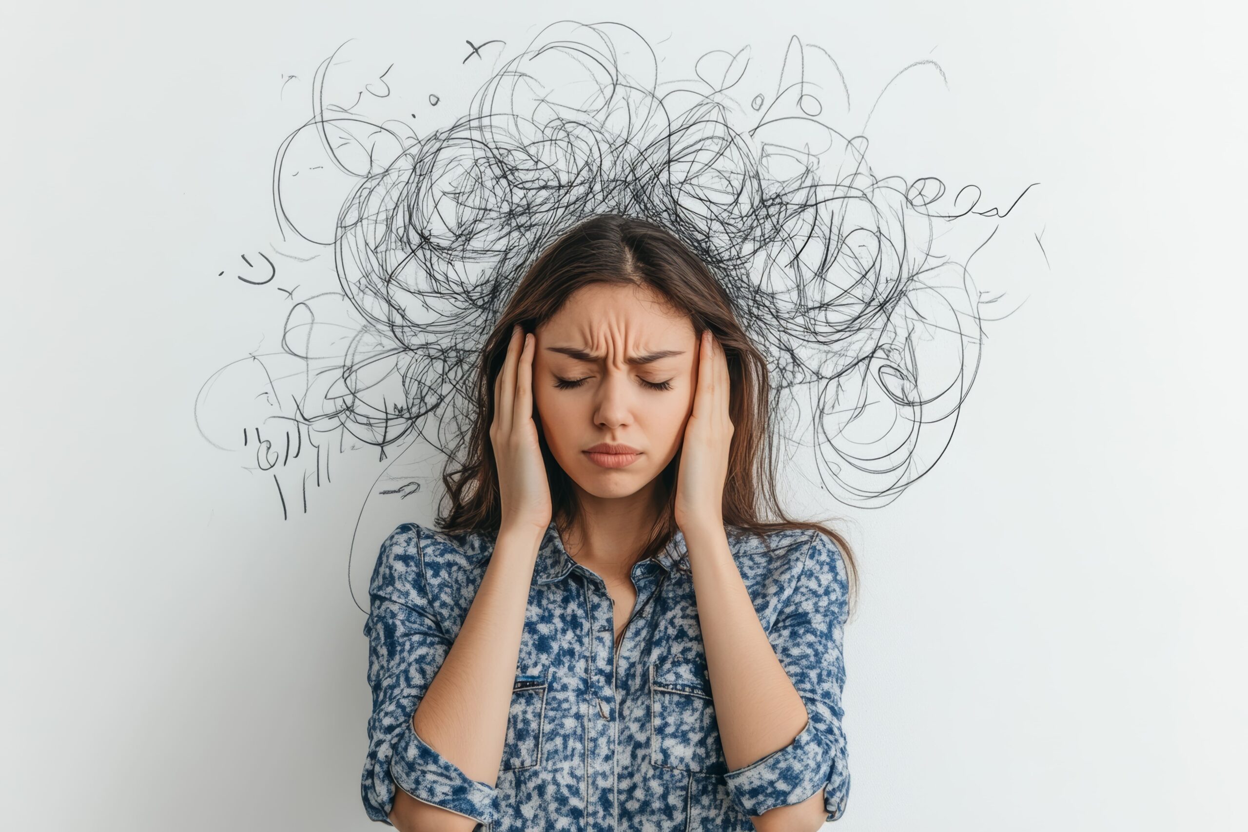 young-woman-is-shown-with-her-eyes-closed-holding-her-head-with-background-scribbles (1) Enfrentar el estrés y la ansiedad